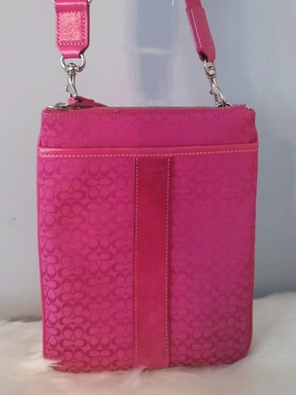Coach Y2K vintage swingpack mini C's signature suede stripe crossbody bag EUC